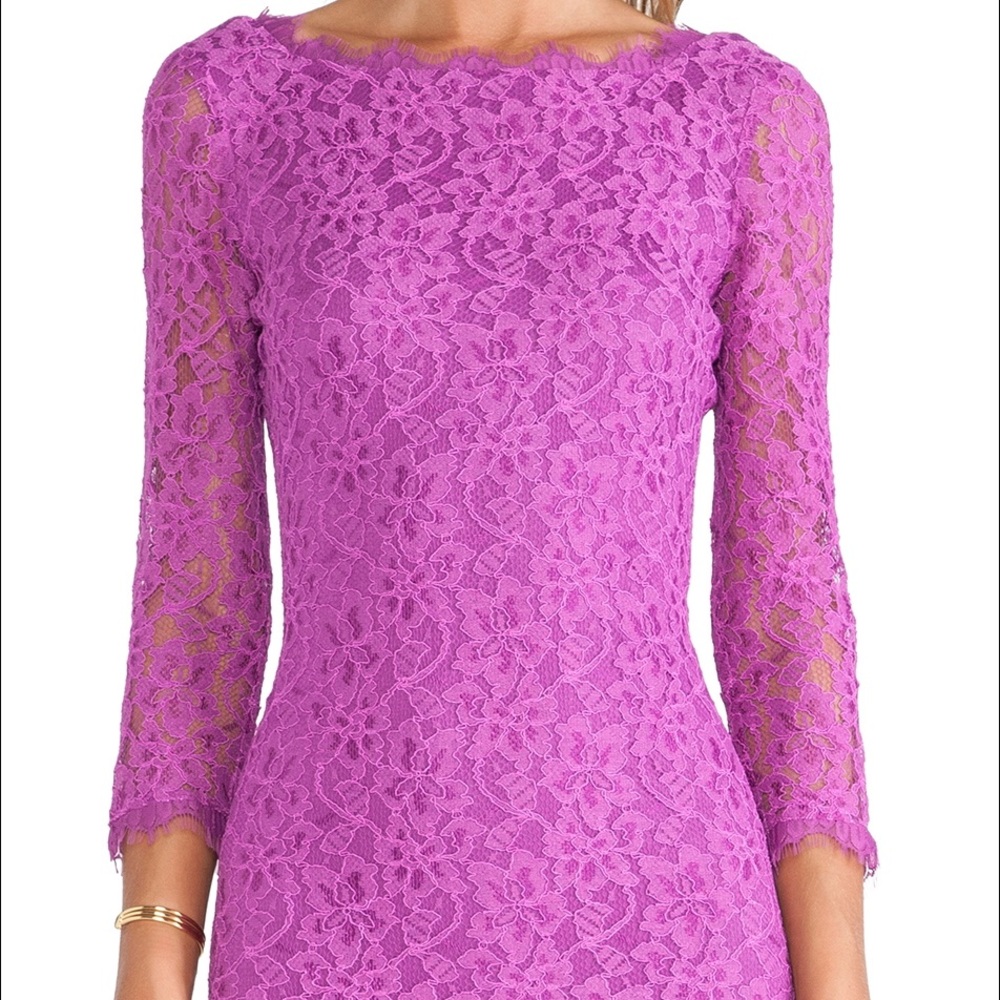 Diane Von Furstenberg Purple Lace Mini Dress